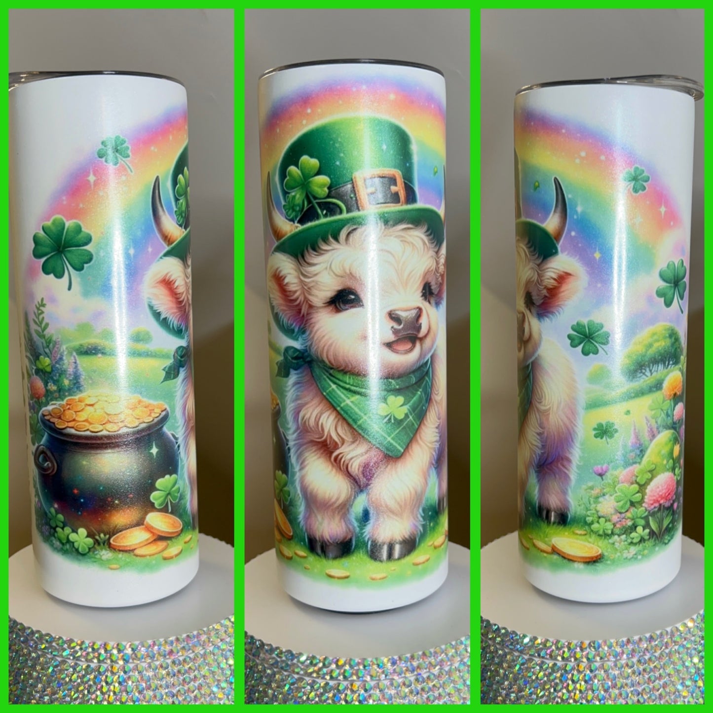 St. Patricks Day Hyland Cow Tumbler