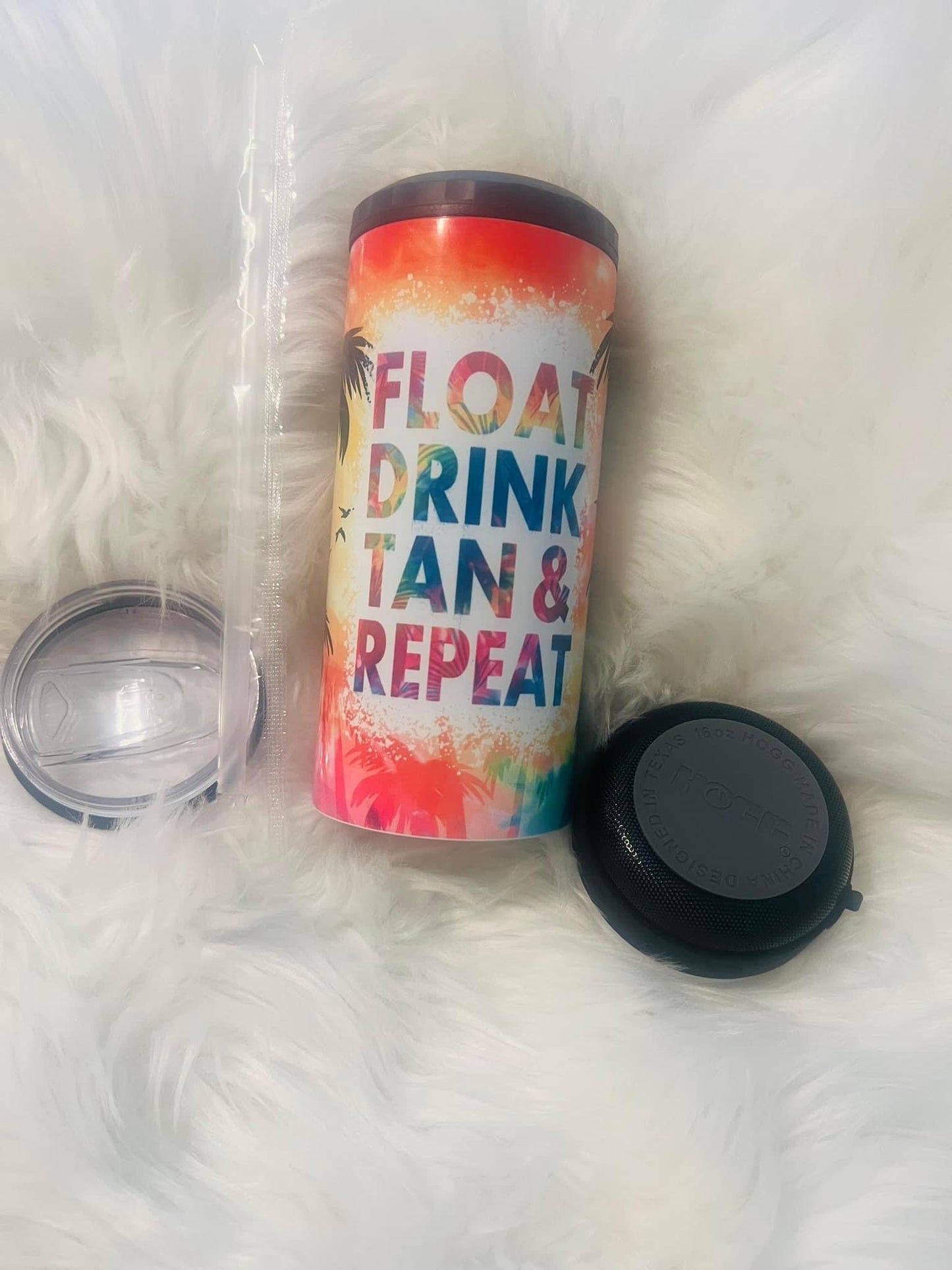 Float Drink Tan Repeat 4 in 1 Can Koozie Bluetooth Speaker Tumbler